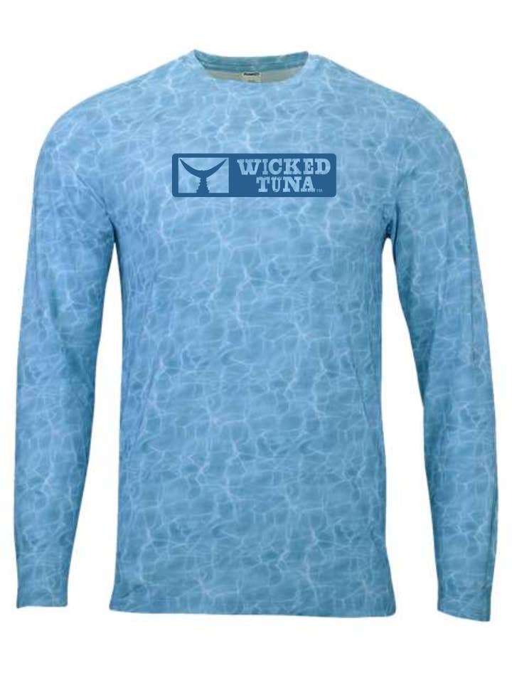 Wicked Tuna UPF Camo Performance T-shirt met staart en logo voor wholesale door Wicked Tuna