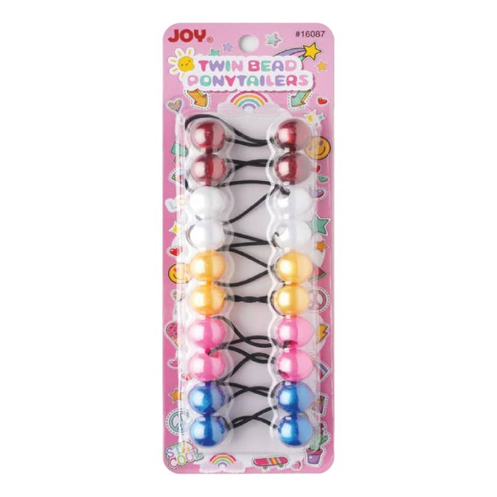 Joy Twin Beads Ponytailers 10 carats, rouge transparent, blanc, rose, bleu pour la vente par Annie International, Inc.