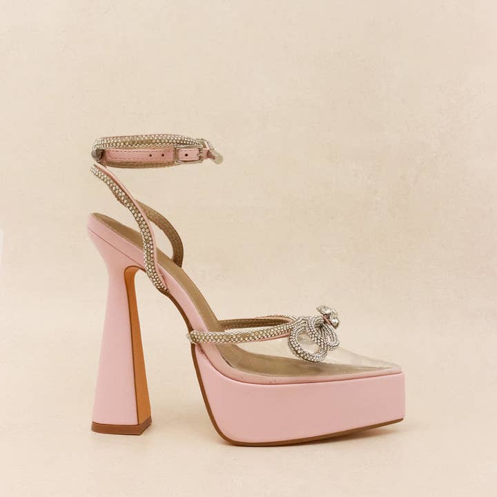 CANDY LOVE - Tacones de Plataforma con Tiras y Pedrería, Detalle de Lazo para venta al por mayor de Lemonade Shoes