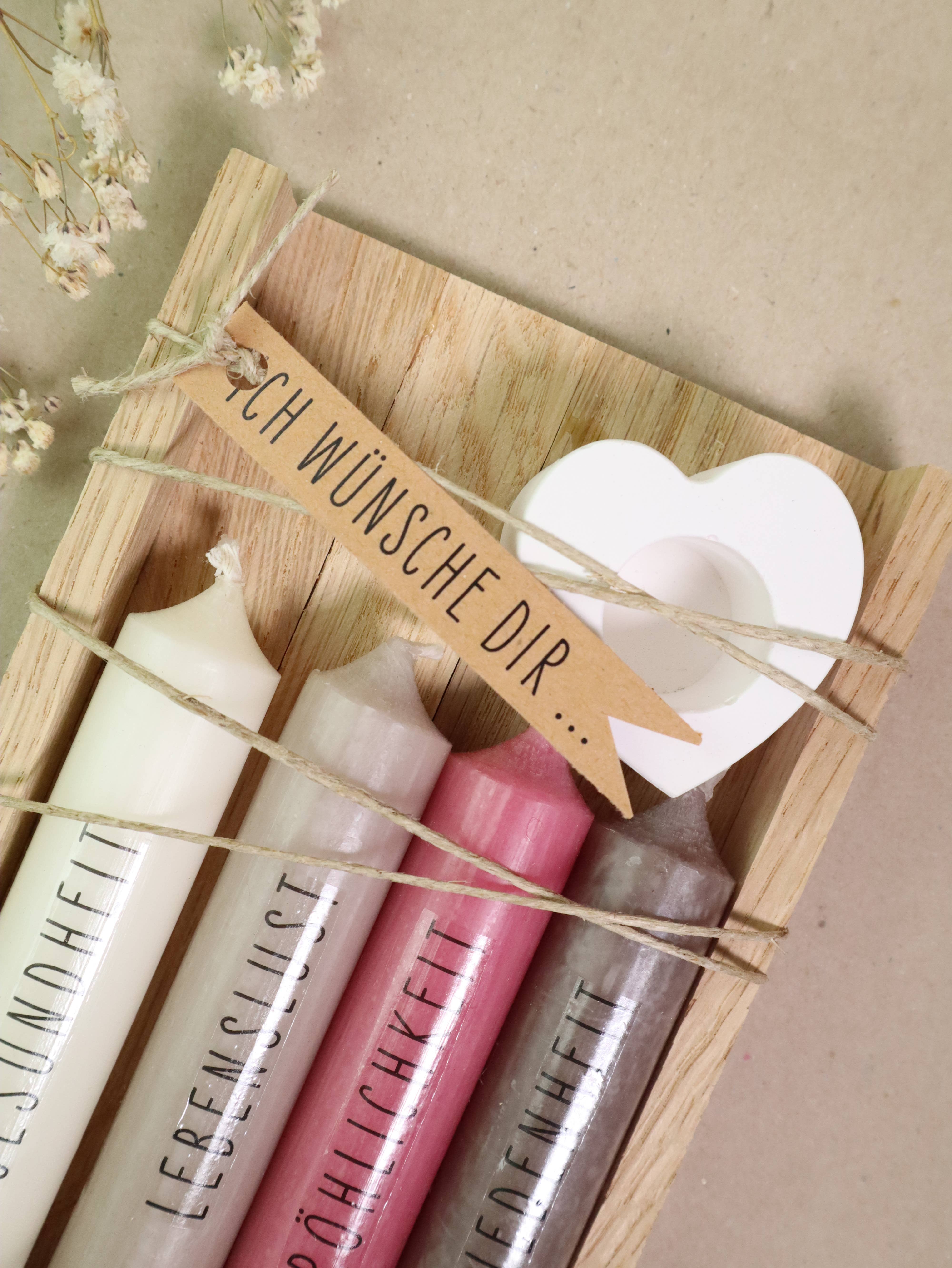 isaMi - Wholesale Pillar Candle - “Ich wünsche dir” pink candle set | Bestseller birthday1