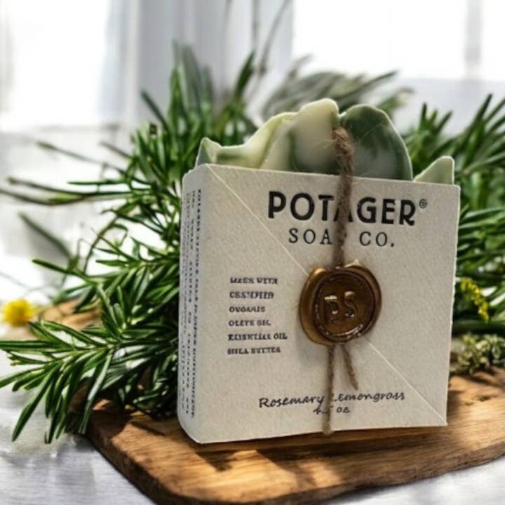 Potager Soap Company – Großhandel Feste Seife – Rosmarin-Zitronengras-Seife | Bio | Handgemacht | Verpackt1