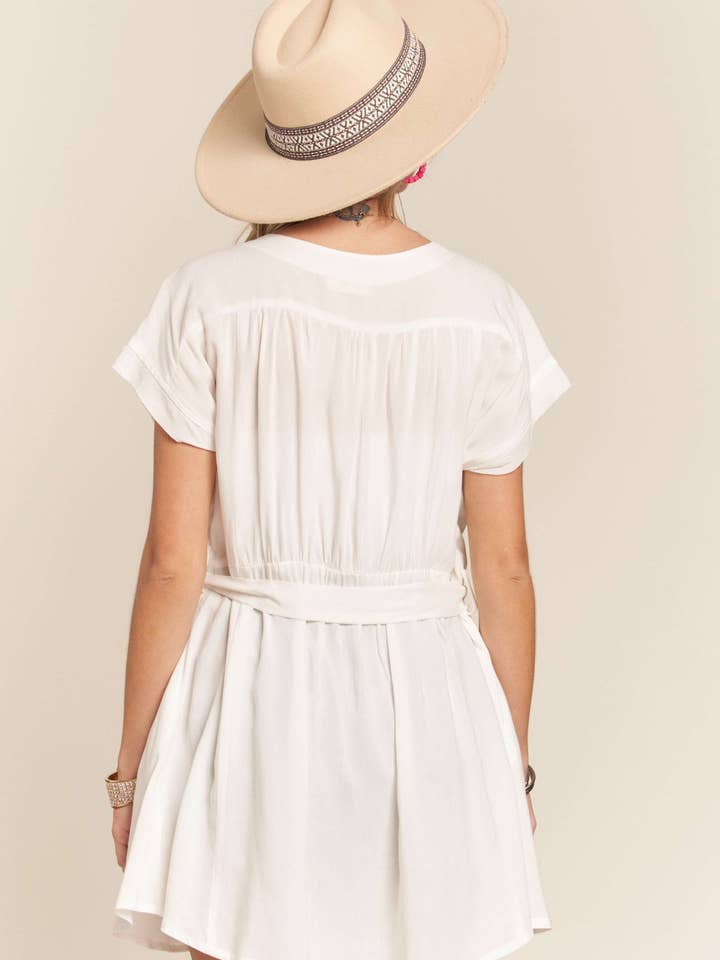 OFF WHITE LET3130DL - WAIST TIE COVER UP TUNIC TOP for wholesale on Faire