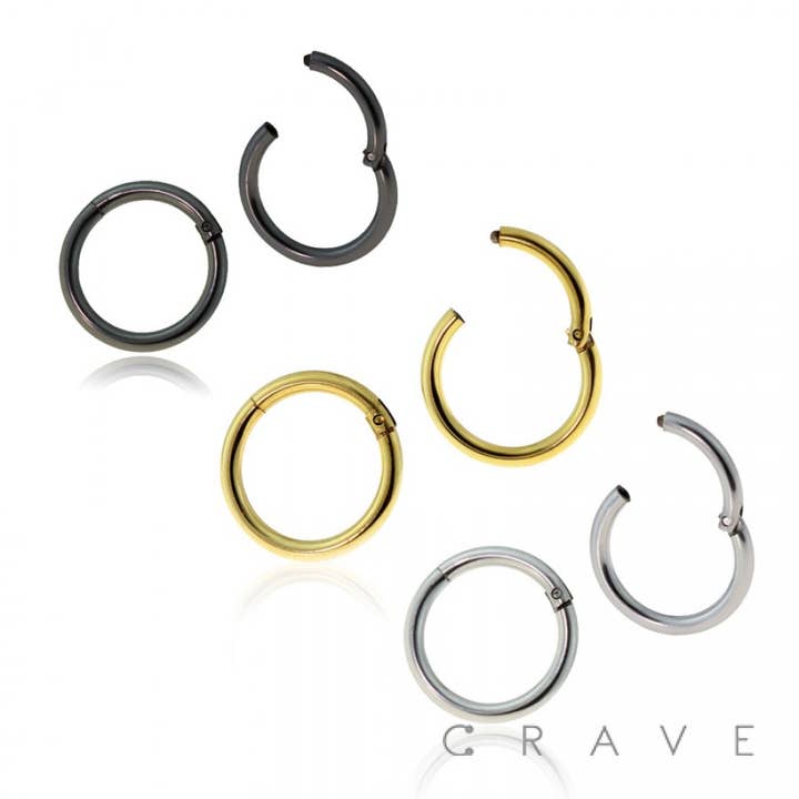 CRAVE BODY JEWELRY - Wholesale Huggie Earrings - HIGH QUALITY 316L SURGICAL STEEL HINGED SEGMENT RING