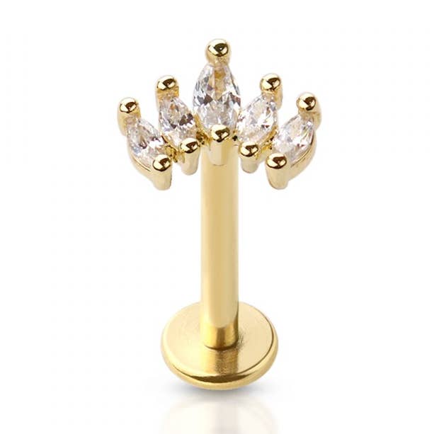 316L SURGICAL STEEL WITH SKY FALL GEM LABRET for wholesale by CRAVE BODY JEWELRY