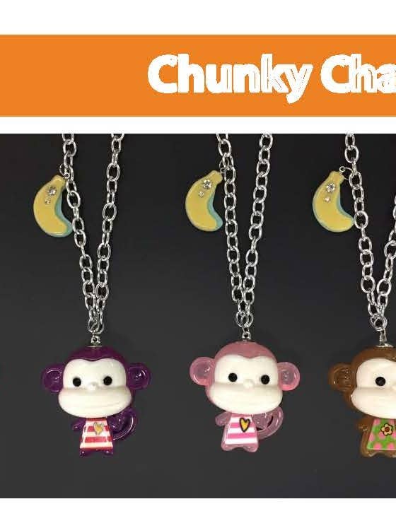 Item# 1931 Monkey Charming Charm Necklaces, for wholesale by BBToo