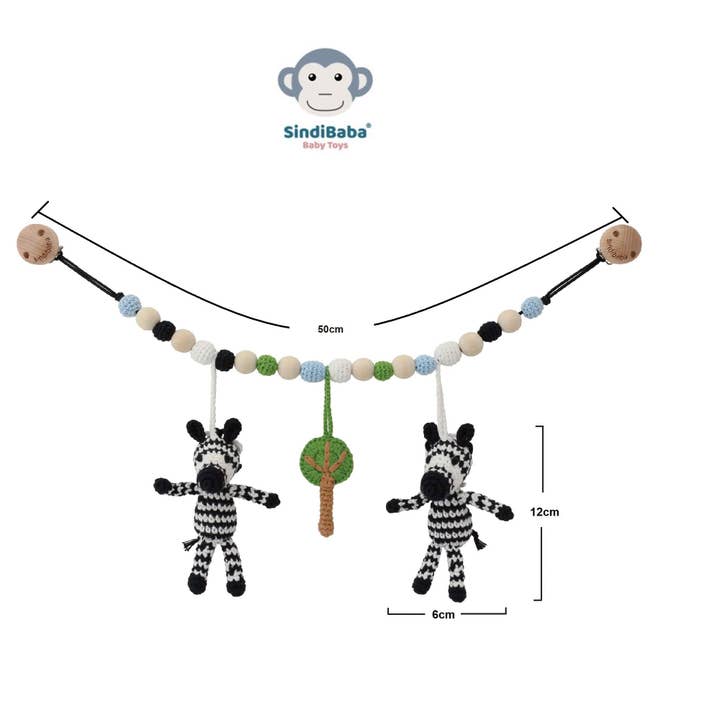 SindiBaba - Wholesale Stroller Cover/Accessory - Baby - Crochet stroller chain zebra STRIPEY (organic)
