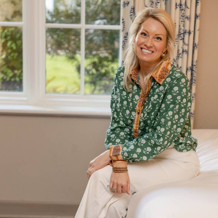 Meadow Fern Block Print Button-Down Top for wholesale by Rahab's Rope