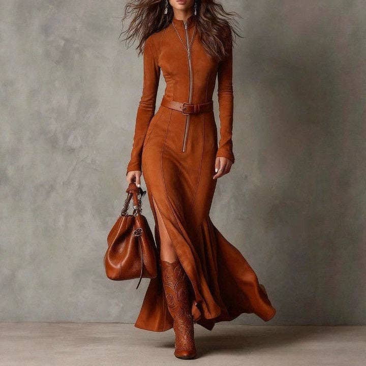 Sheer Trend - Wholesale Coat - Women's - Double-Faced Cashmere Zip-Up Collar Coat Autumn Fashion2