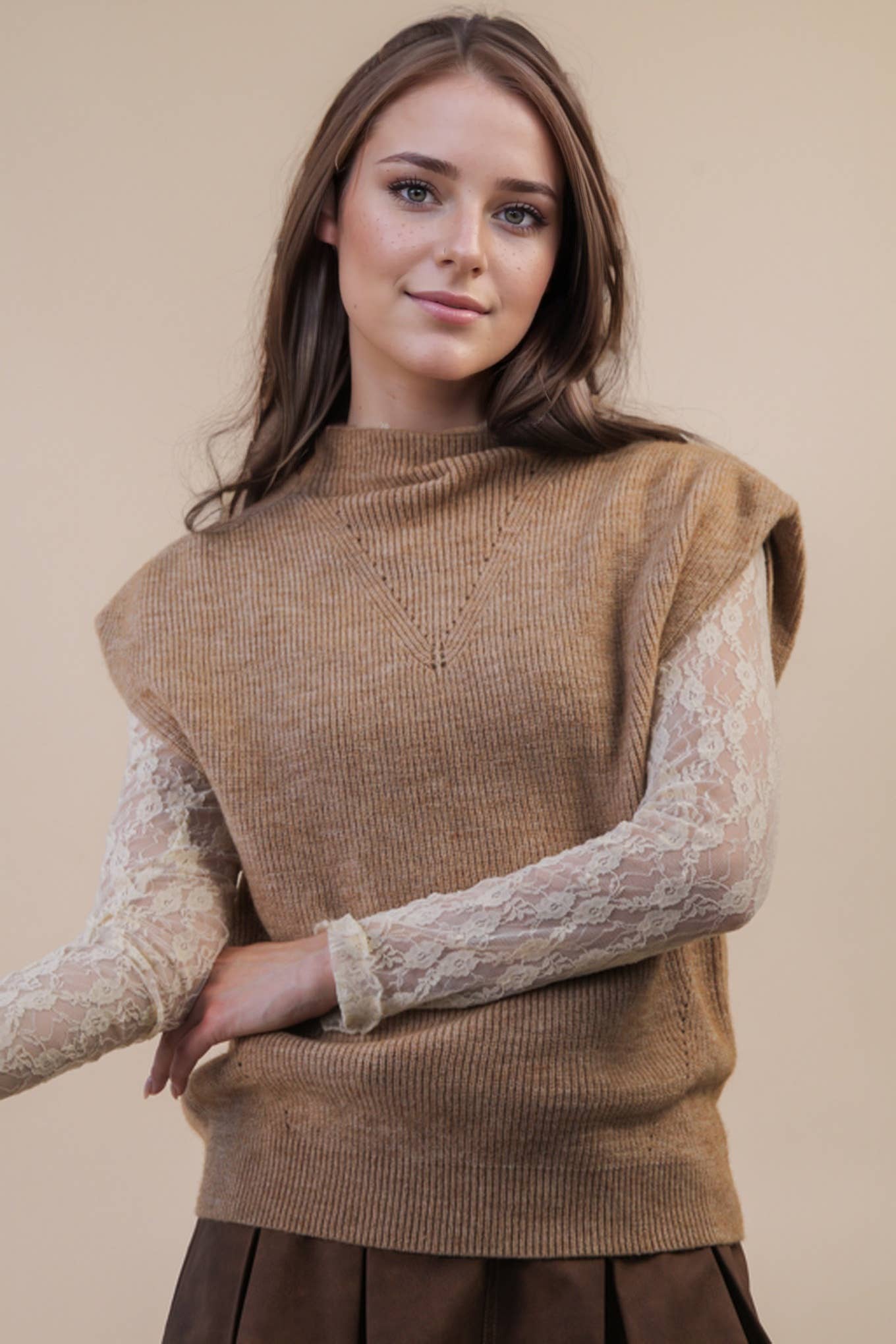 VERY J - Wholesale Sweater Vest - Women's - 12W3391N-Soft Knit Sweater Vest Top13