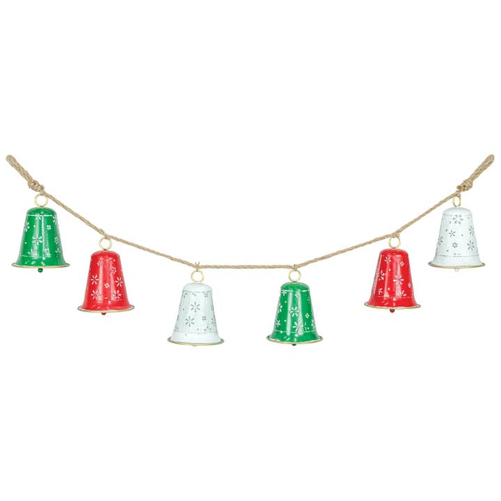 Hanna's Handiworks – wholesale Decorative tabletop object – Christmas White, Red and Green Bell Garland