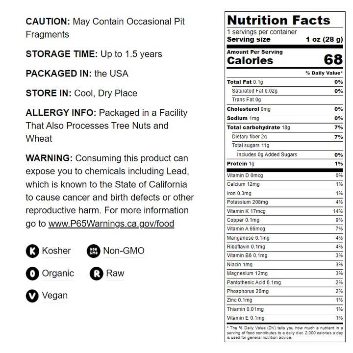 Food To Live - Wholesale Dried/dehydrated fruit - Organic Pitted Prunes — Dried California Plums, Unsulfured2