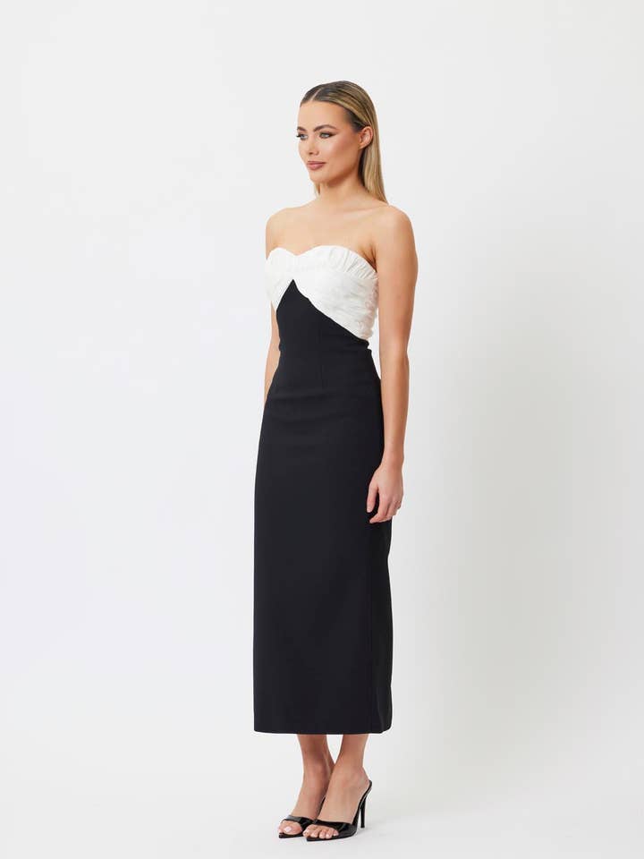 Bianca and Bridget - Wholesale Jurk - Dames - Caterina Midi Jurk Zwart/Wit2