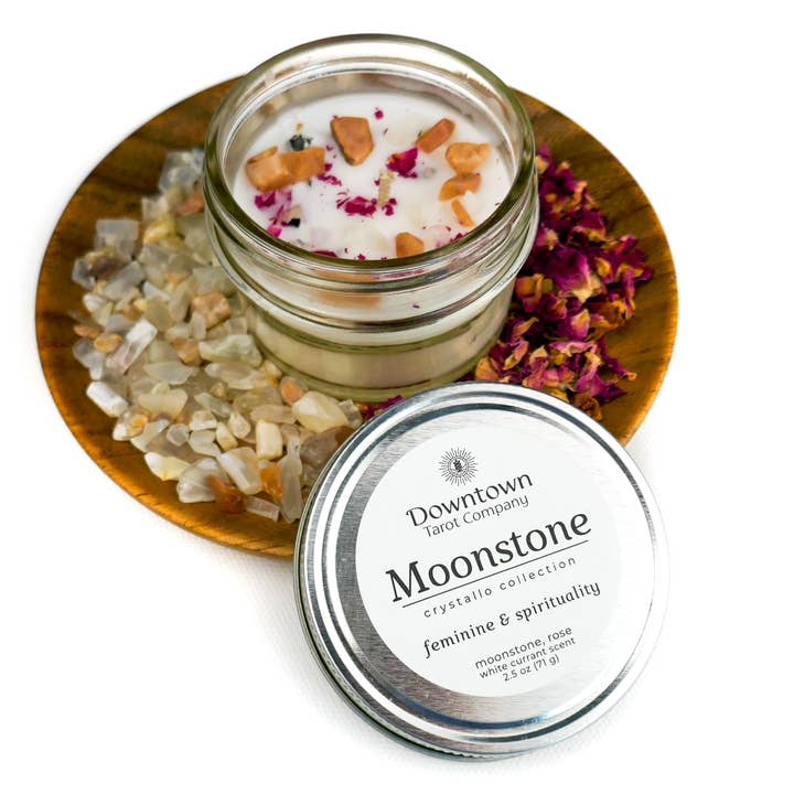 Crystal Candle - Moonstone for wholesale by Downtown Tarot Company
