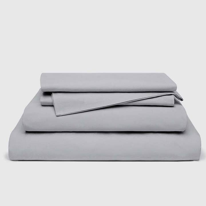 Organic Cotton Percale Sheet Set - Full, Dove Grey for wholesale by Cornucopia