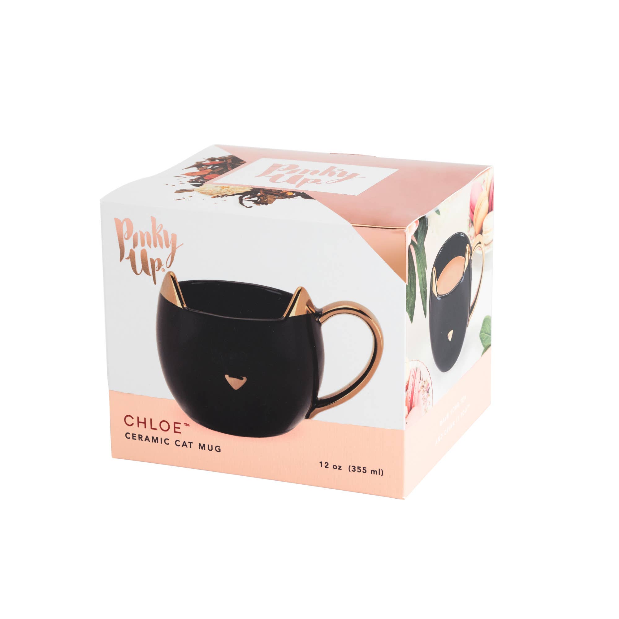 Pinky Up - Wholesale Coffee Mug - Chloe™ Ceramic Mug Cat Paws and Reflect in Black and Gold1