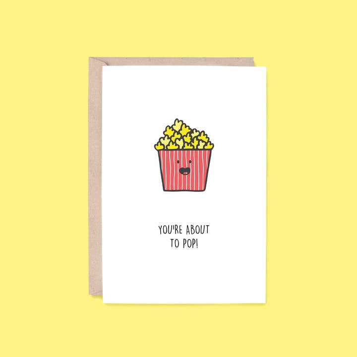 Congratulations Card: About To Pop | Popcorn for wholesale by Hey Hunny