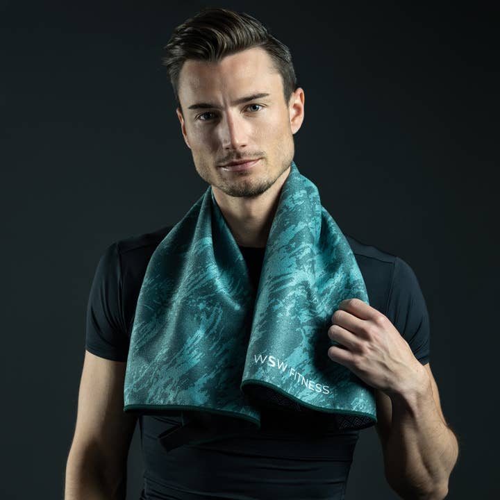 Green Energy Flow - Sports Towel with Magnet & Zipper Pocket for wholesale by WOODSANDWAVES