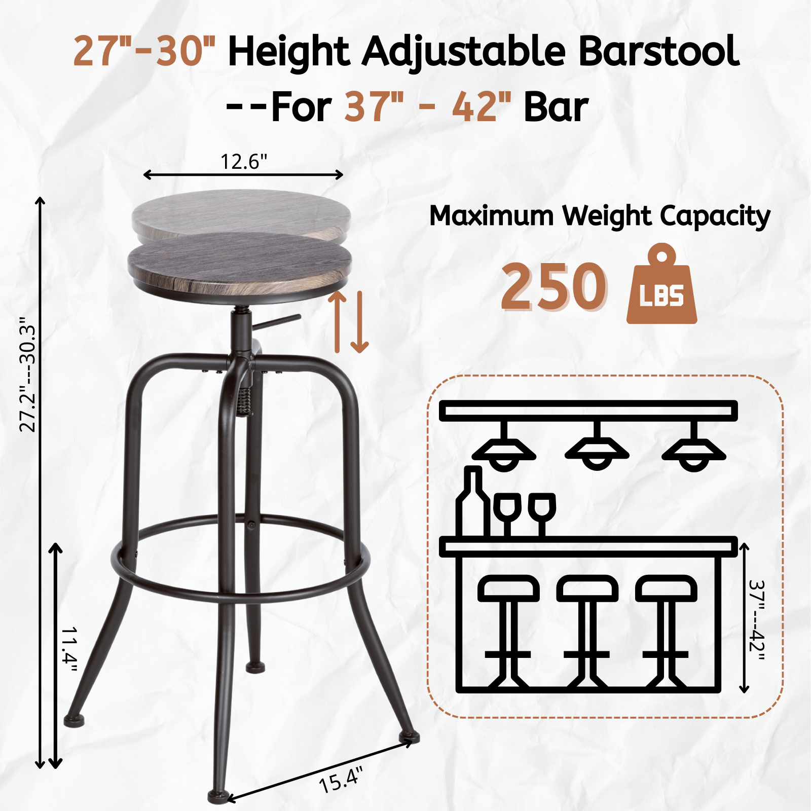 39F Inc. - Vente Accessoires de sport - Tabouret de bar réglable – Parfait pour les bars de musique live et l'extérieur4
