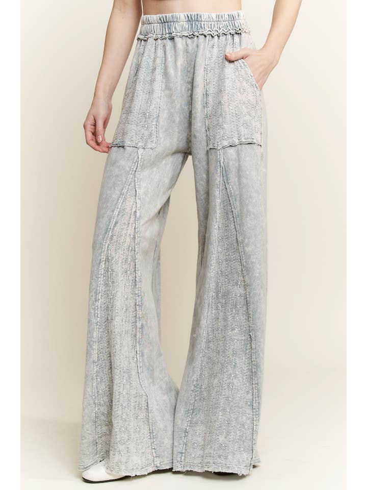 J.Her - Wholesale Pants - Women's - MineralWash Eyelet Flare pants HP5861.