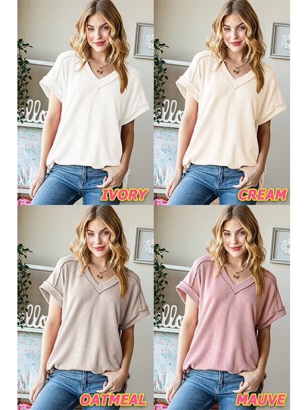 HEIMISH - Wholesale Tunic - Women's - ET7484-10 SOLID URBAN RIBBED TOP23