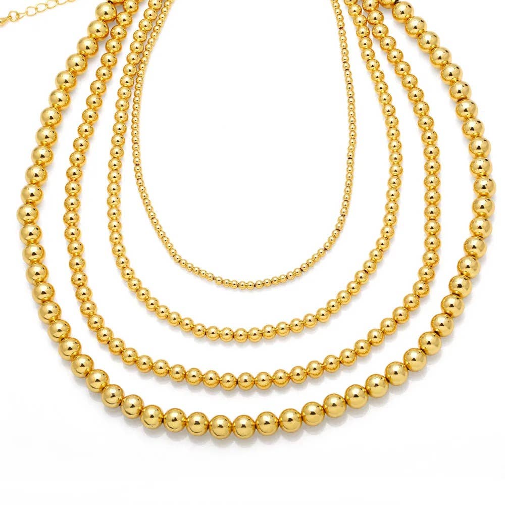 Savvy Bling - Wholesale Beaded/Pearl Necklace - 2-10mm Gold Beaded Necklaces1