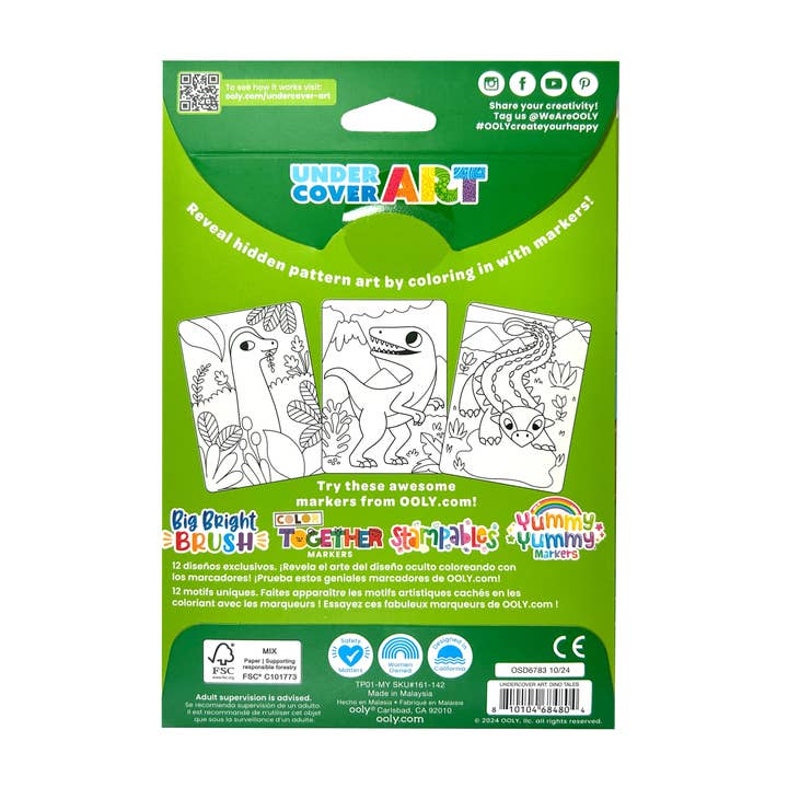 OOLY - Wholesale Coloring Book - Kids & Baby - Undercover Art Hidden Pattern Coloring Activity-Dino Tales