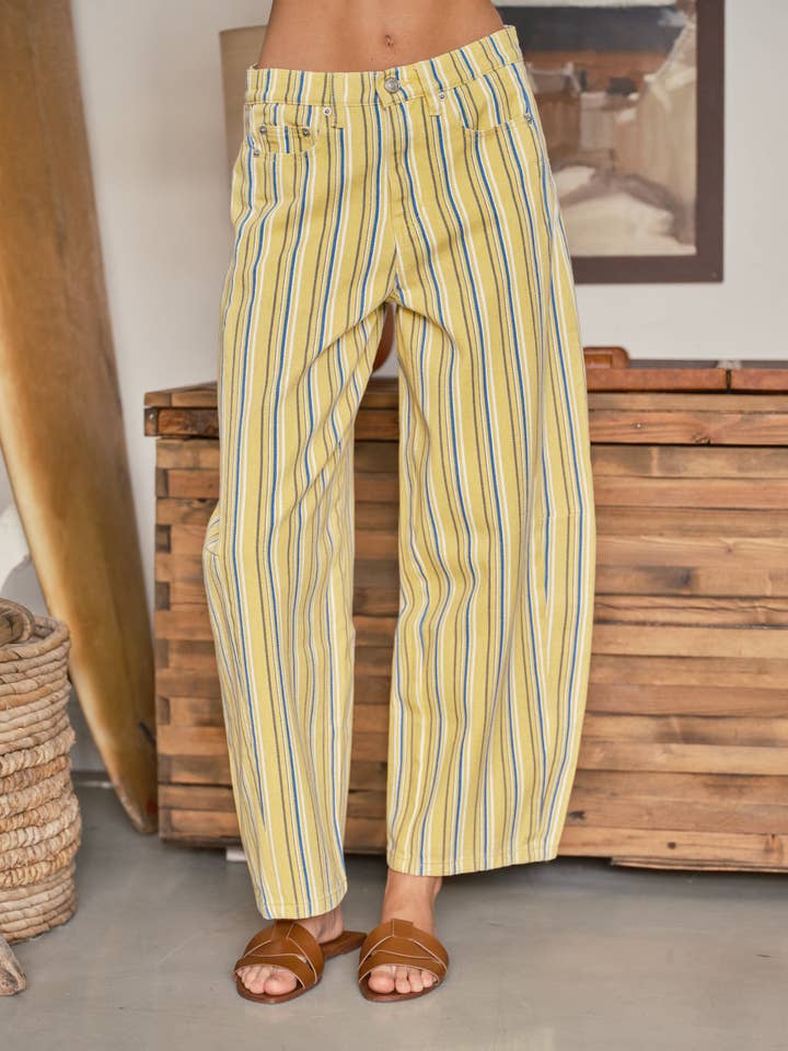 CALÇAS DE BARRIL COM RISCA COLORIDA AJP5961 por atacado de Aaron & Amber