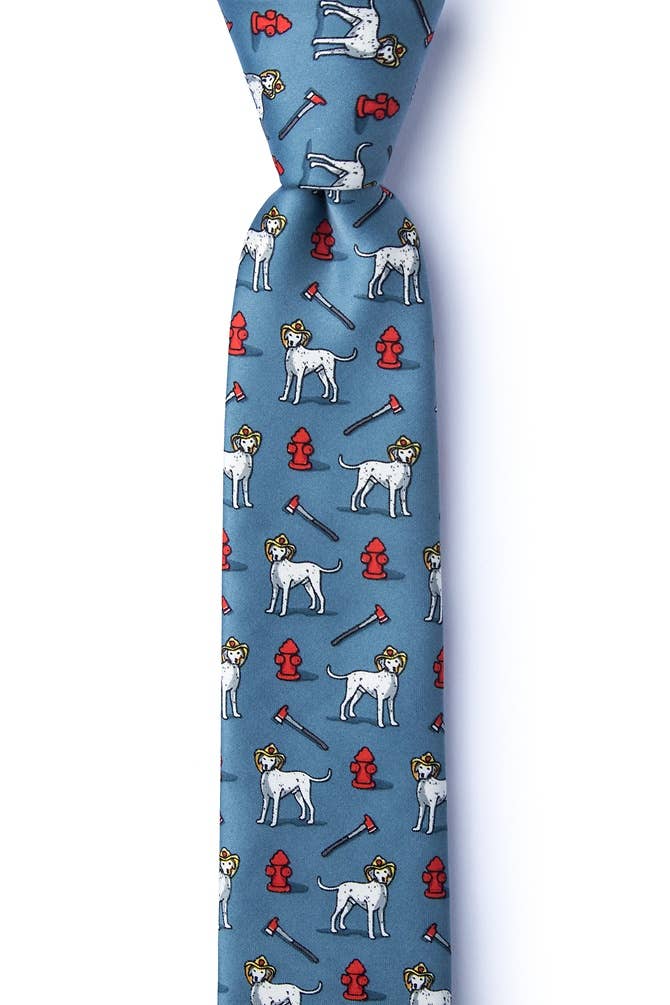 Wholesale Dalmatian Firefighter Skinny Tie Slate Microfiber for