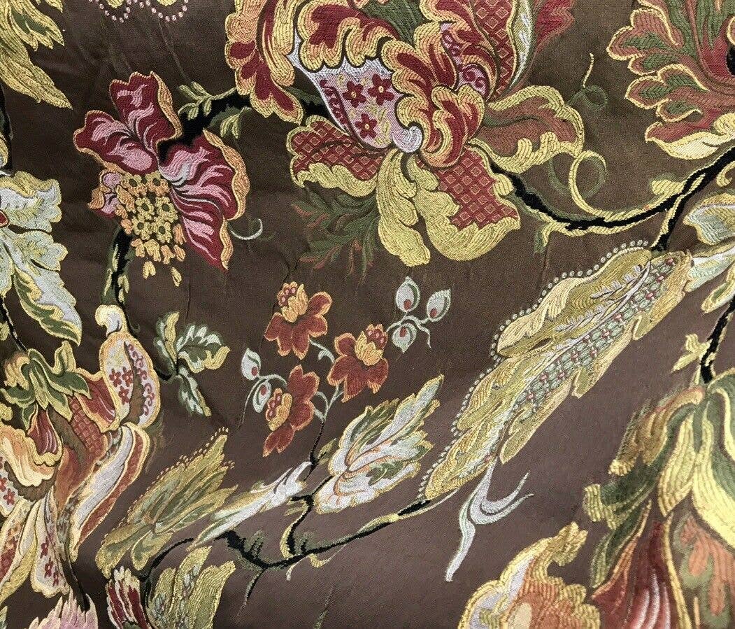 Fancy Styles Fabric - Venta al por mayor Tela - Tela de tapicería de brocado y damasco floral de diseñador - Hecha en Bélgica - Marrón7