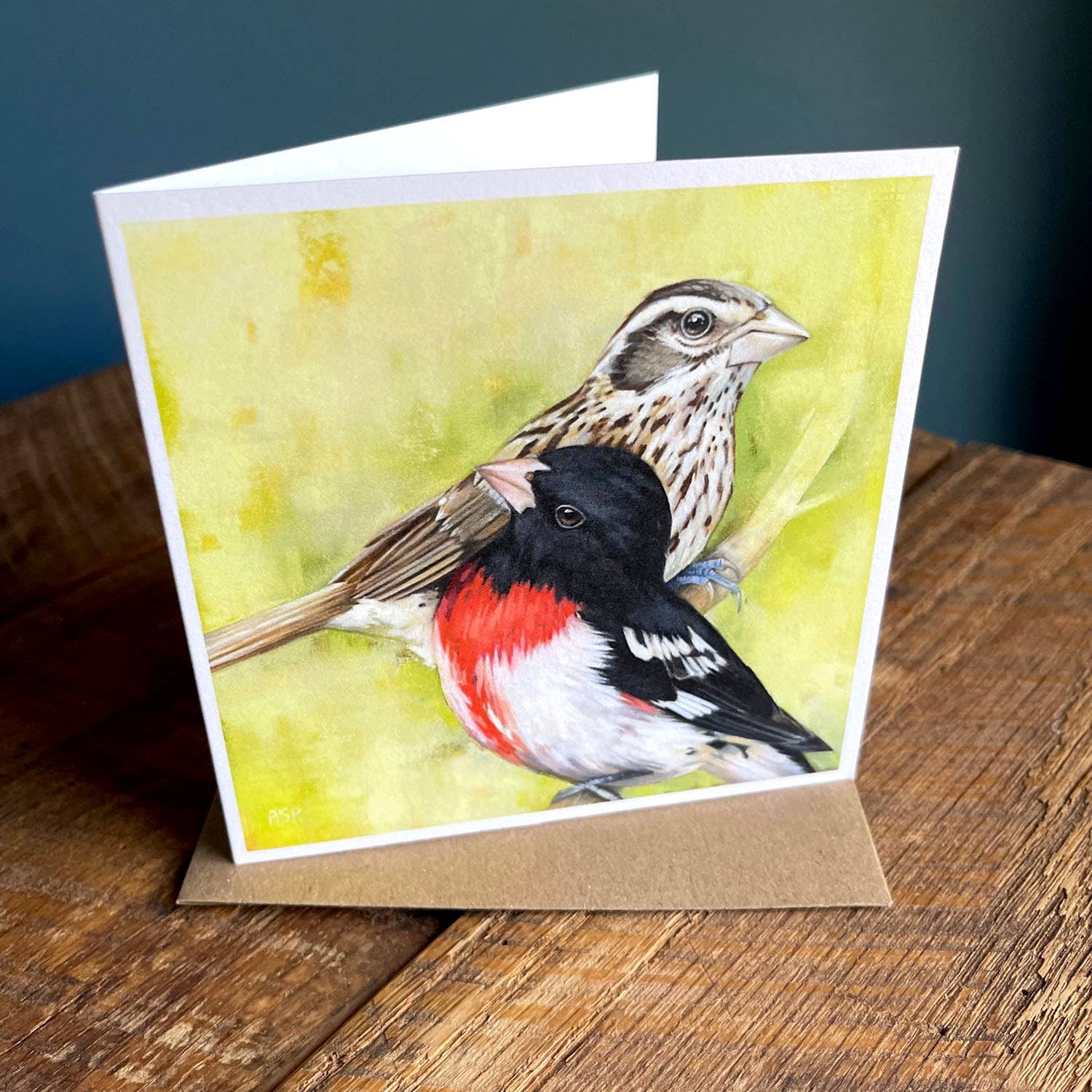 Amy Shawley Paquette - Wholesale Everyday Greeting Card - Rose-breasted Grosbeaks - Blank Note Card0