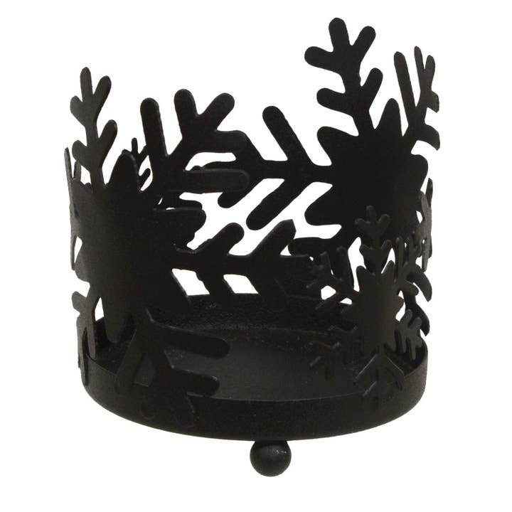 Col House Designs - Venta al por mayor Candelabros - Soporte para pilares con forma de copo de nieve de metal negro
