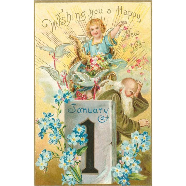 Found Image Press - Vendita all'ingrosso Cartoline - Cartolina HN-100 Augurandoti un Felice Anno Nuovo, Angelo Vittoriano