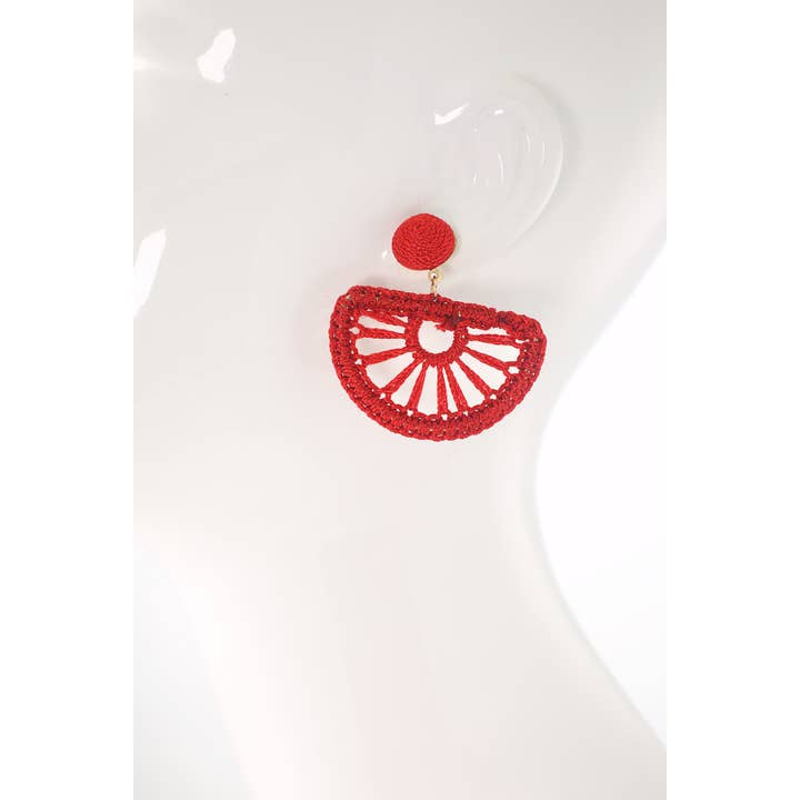 Urbanista - Wholesale Dangle Earrings - Rattan Knitted Half Moon Drop Earring1