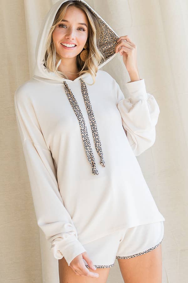 7th Ray - Wholesale Hoodie - Women's - Spring-Summer Animal Contrast Hoodie for Women T390512