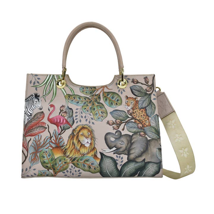 Hand-Painted Leather Medium Satchel - 697 for wholesale by Anuschka | Vanya Lara (USA)