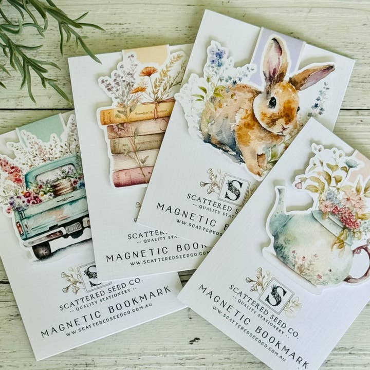 Scattered Seed Co - Wholesale Bookmark - Spring Floral Books Magnetic Bookmark