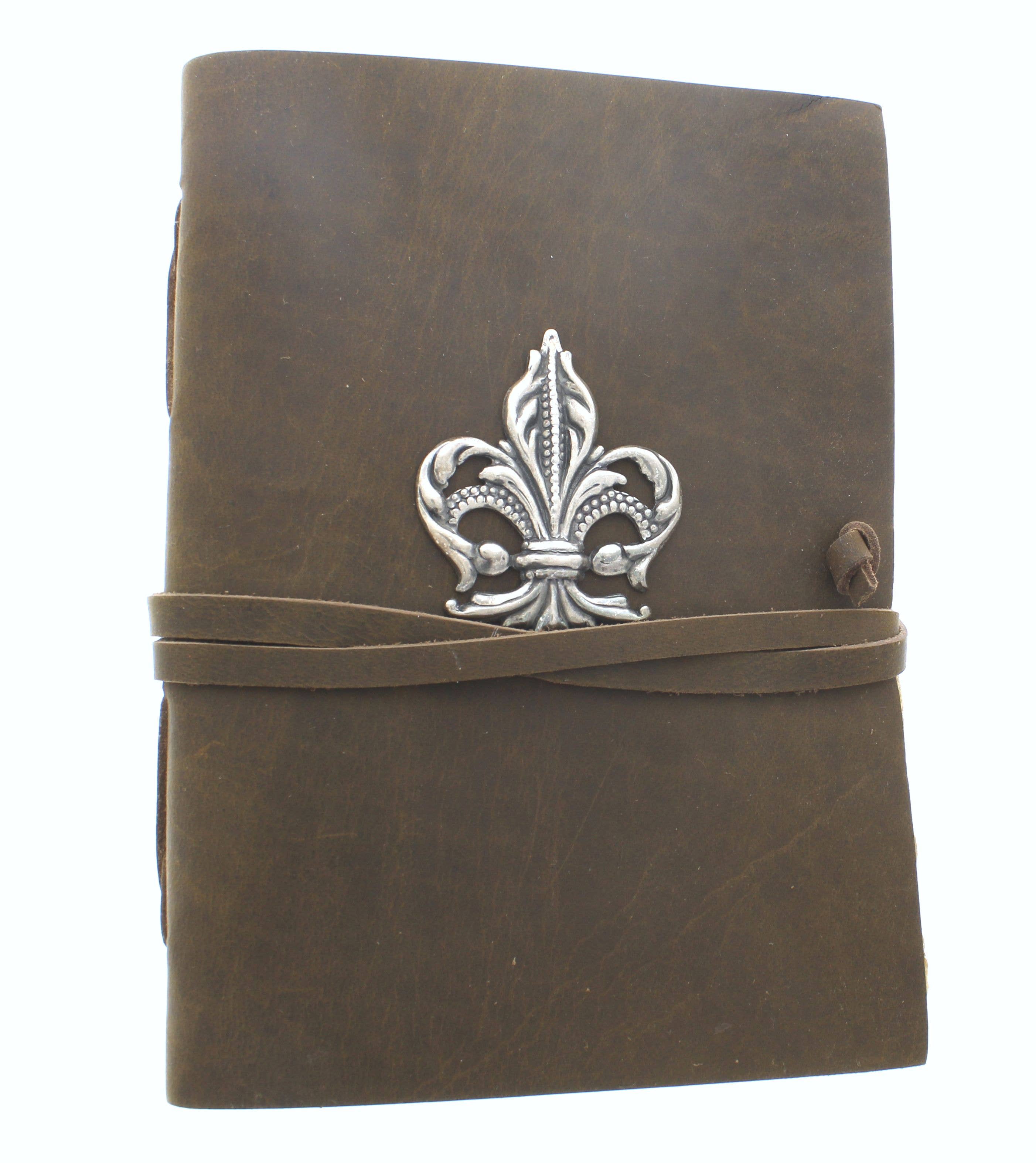 HHH Designs – wholesale Journal och dagbok – Antik läderjournal med Fleur De Lis, pergament1
