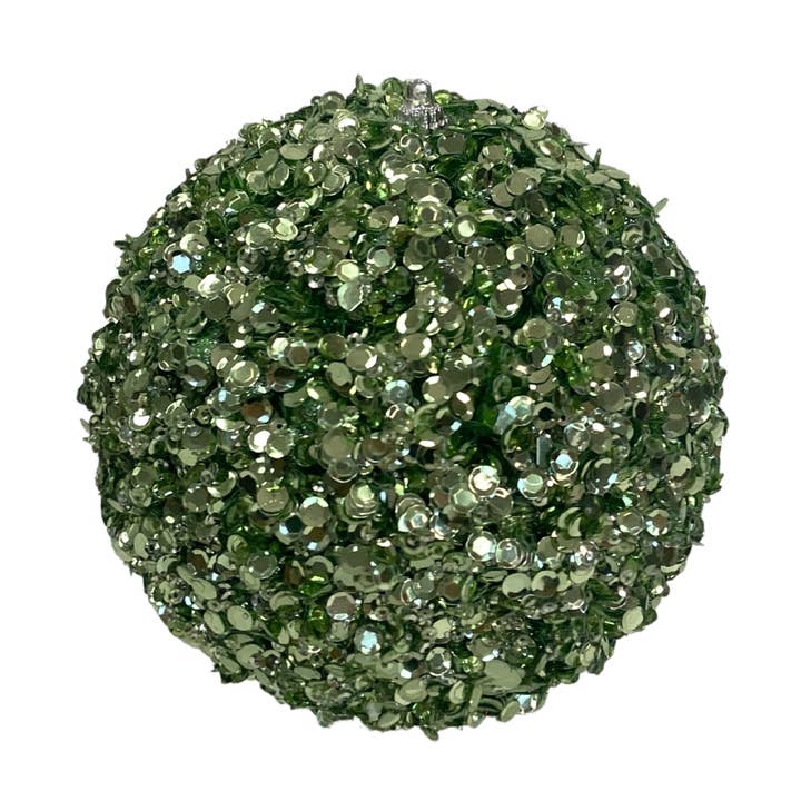 SHINING SHIMMERING SEQUIN BALL ORNAMENT 5" - SEAFOAM for wholesale by David Christopher's Collection