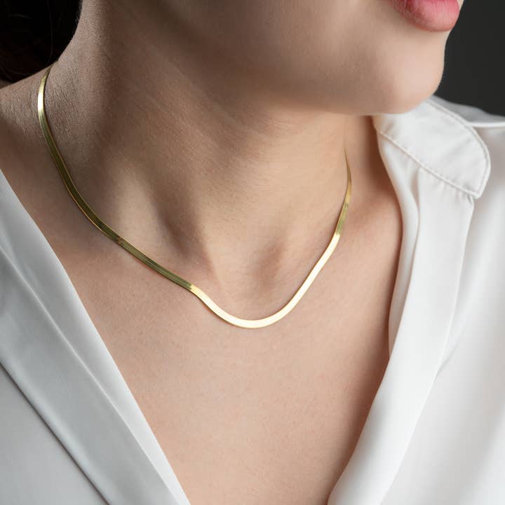 Collier en chaîne serpent en or, collier en chaîne à chevrons pour la vente par JoyPersonalized