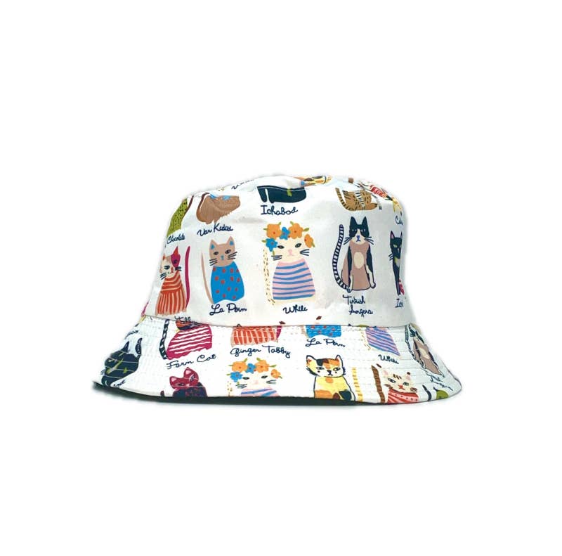 LINETA - Wholesale Bucket Hat - Women's - Reversible cat print bob0