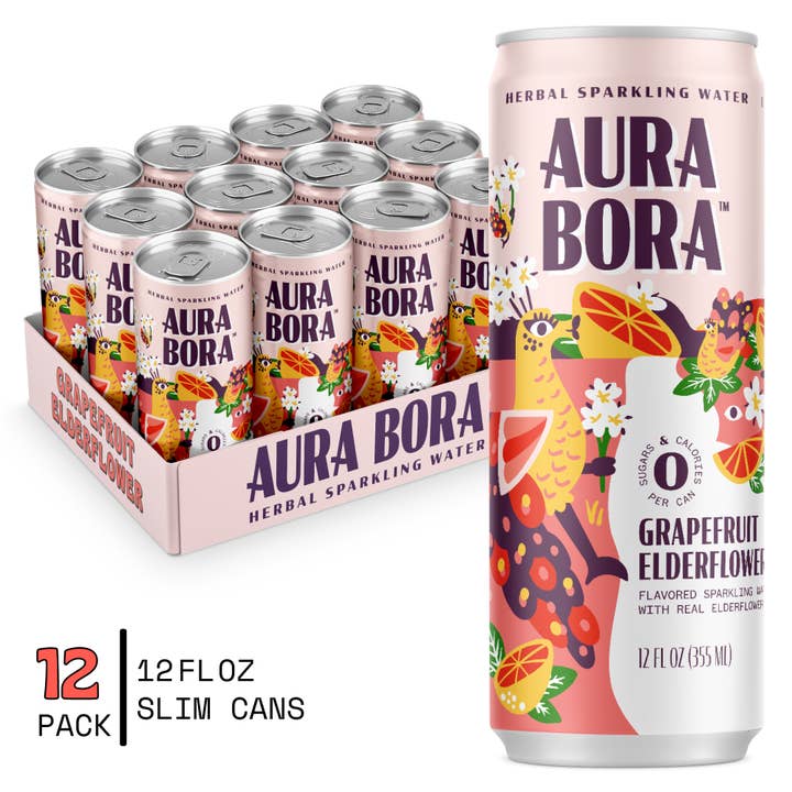 Aura Bora Grapefruit Elderflower Sparkling Water for wholesale by Aura Bora