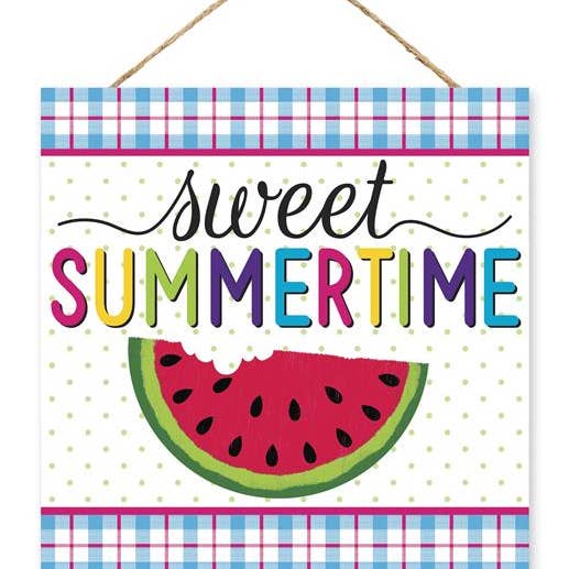 General Wholesale Inc - Wholesale Sign - 10"SQ SWEET SUMMERTIME SIGN - WHT/PNK/TURQ/YLW/LIME/PPL - AP7080