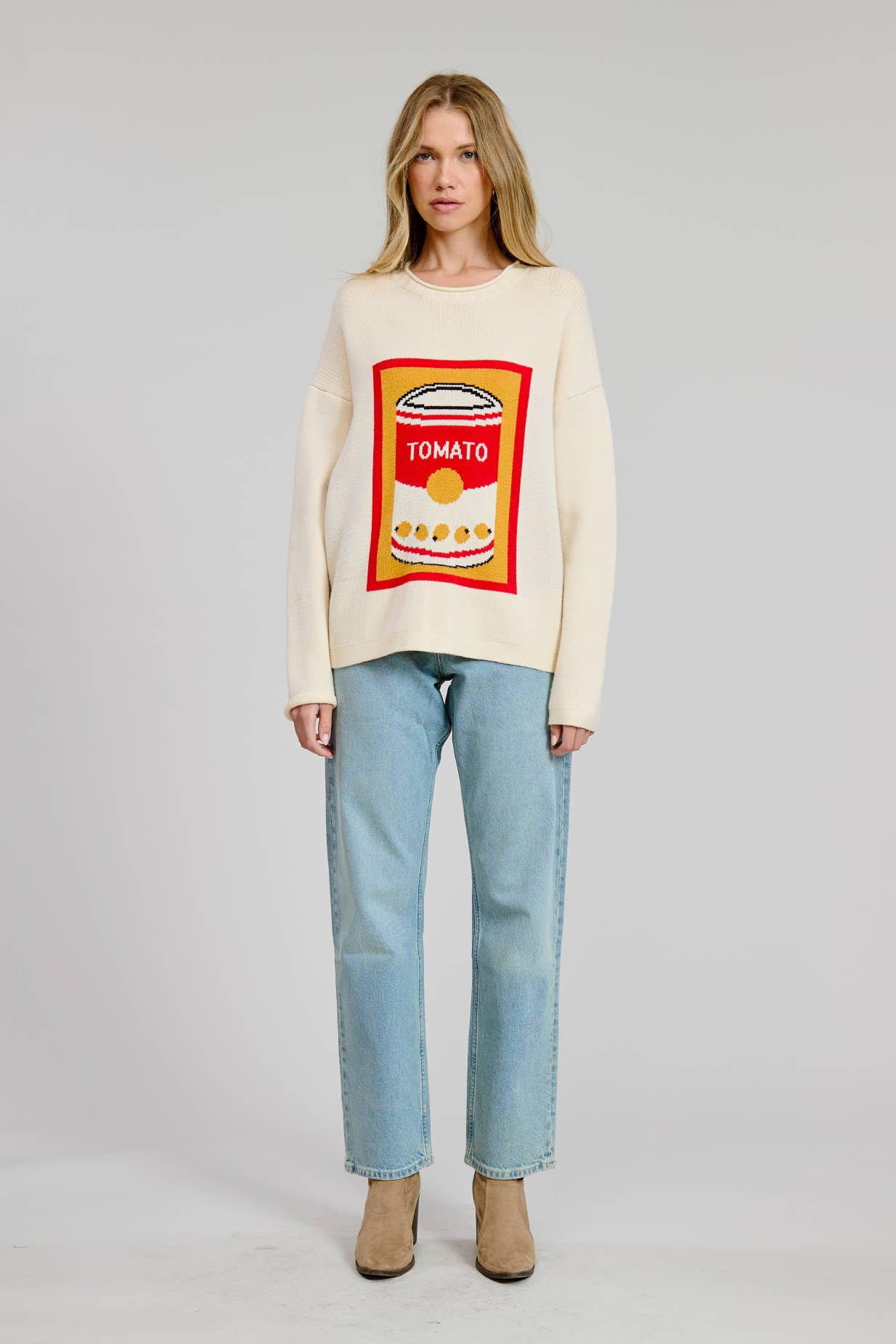 FLAT WHITE - Wholesale Knit Sweater - Women's - Tomato Crewneck Pullover 1