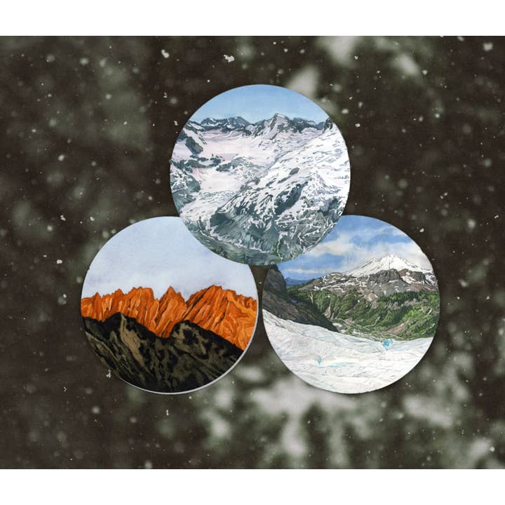 Pacific Northwest Mountains Sticker Pack for wholesale by Jill Pelto Art