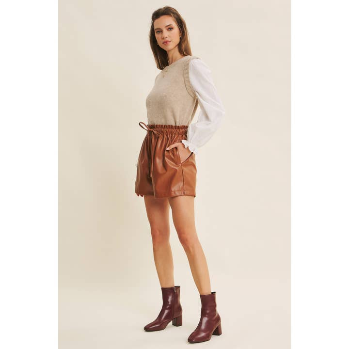 in february - Wholesale Knit Sweater - Women's - SWEATER VEST TOP WITH WOVEN PUFF SLEEVES8