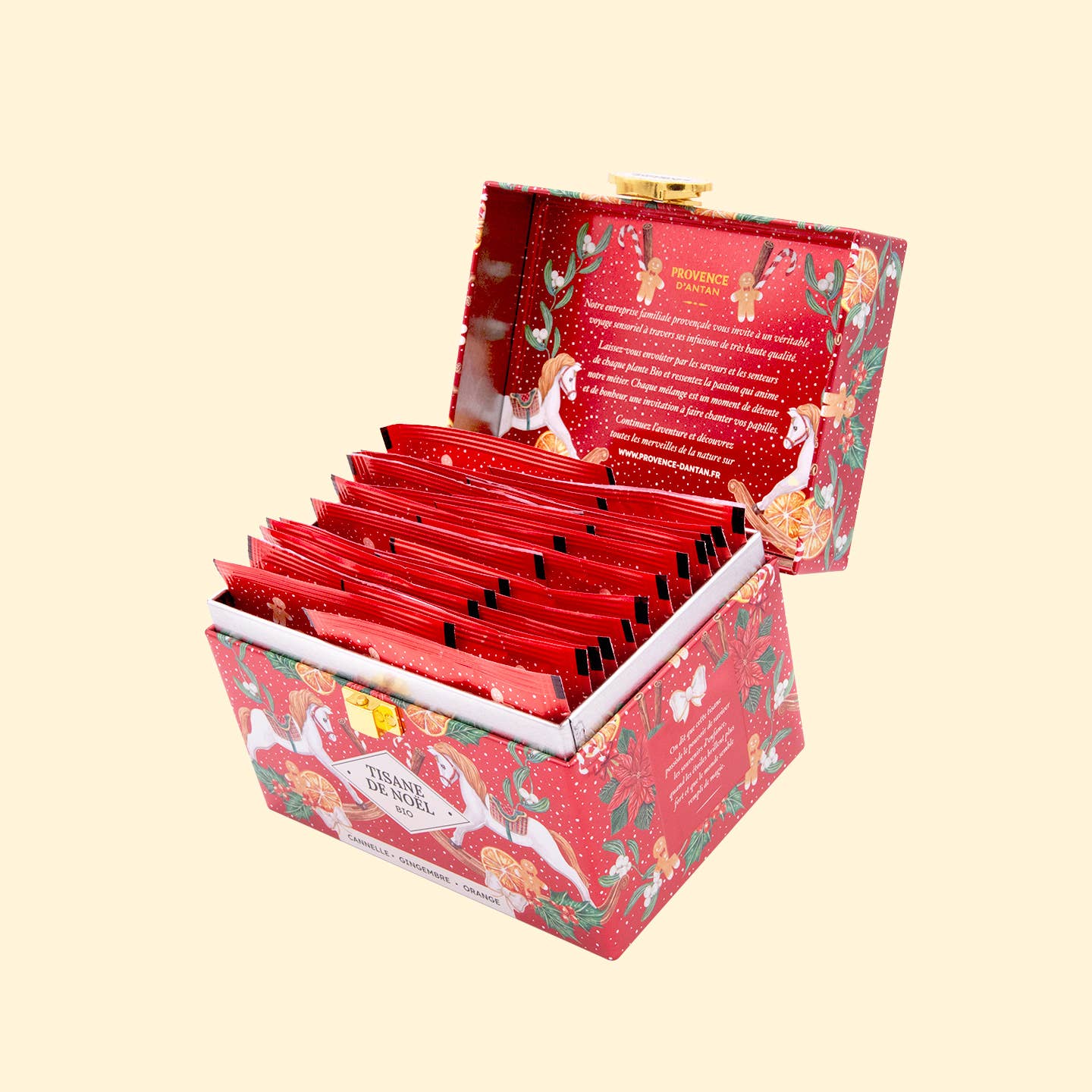 PROVENCE D'ANTAN - Wholesale Health/Detox Tea - Metal Box Christmas Herbal Tea Orange & Cinnamon Organic* 20 bags1