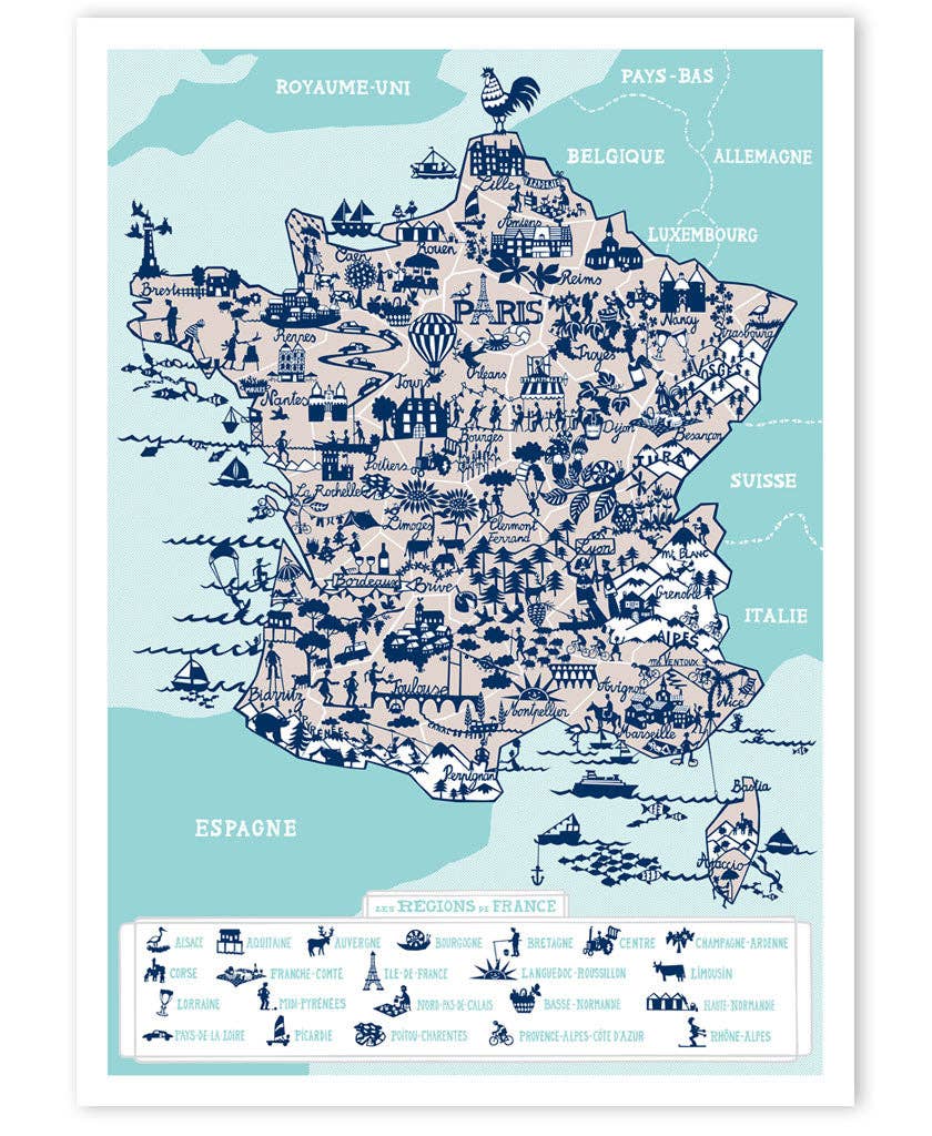 Famille Summerbelle - Wholesale Art Print - France Map Print2