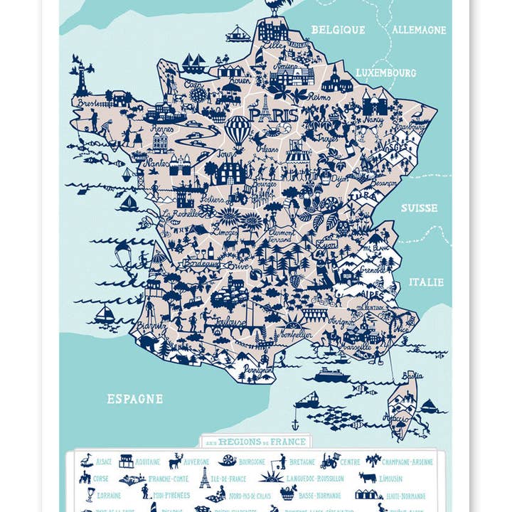 Famille Summerbelle - Wholesale Art Print - France Map Print2