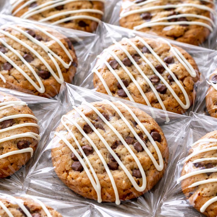 Chocolate Chip Cookies with White Chocolate Drizzle – 36 Ct for wholesale by Boil 'Em Up