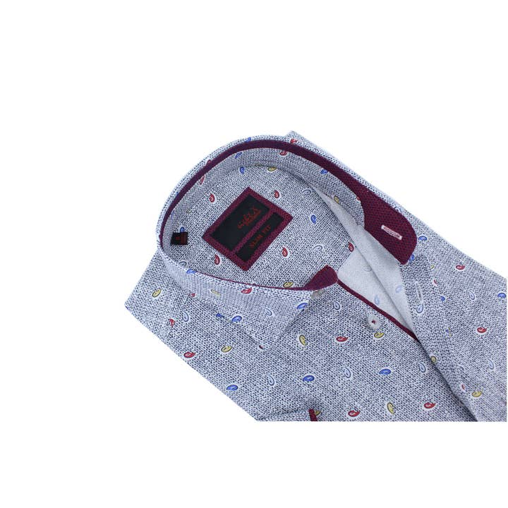 Gray Tri-Color Paisley Print Shirt for wholesale by EIGHT X